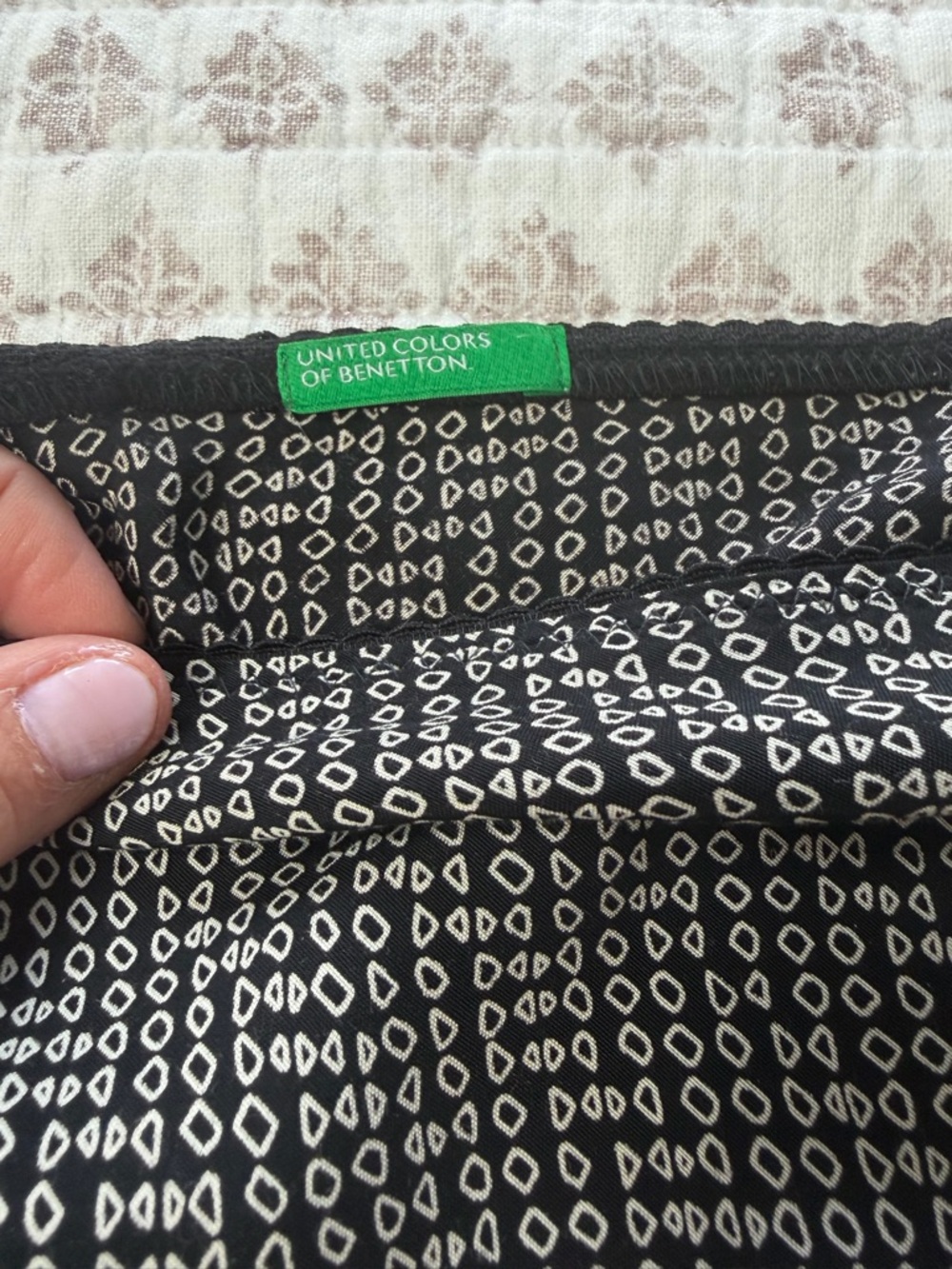 United Colors Of Benetton Black Patterned Tube Maxi Skirt vintage